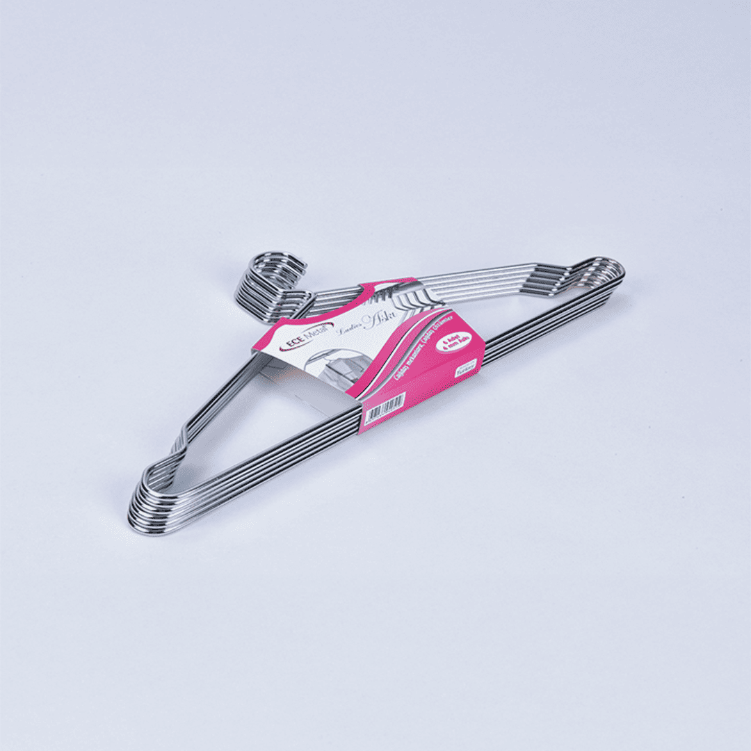 6 Adet Elbise Askısı Metalik 4mm