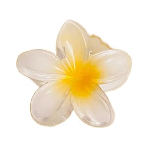 İçi Sarı - Beyaz Lotus Çiçeği Kıstırmalı Topuz Tokası